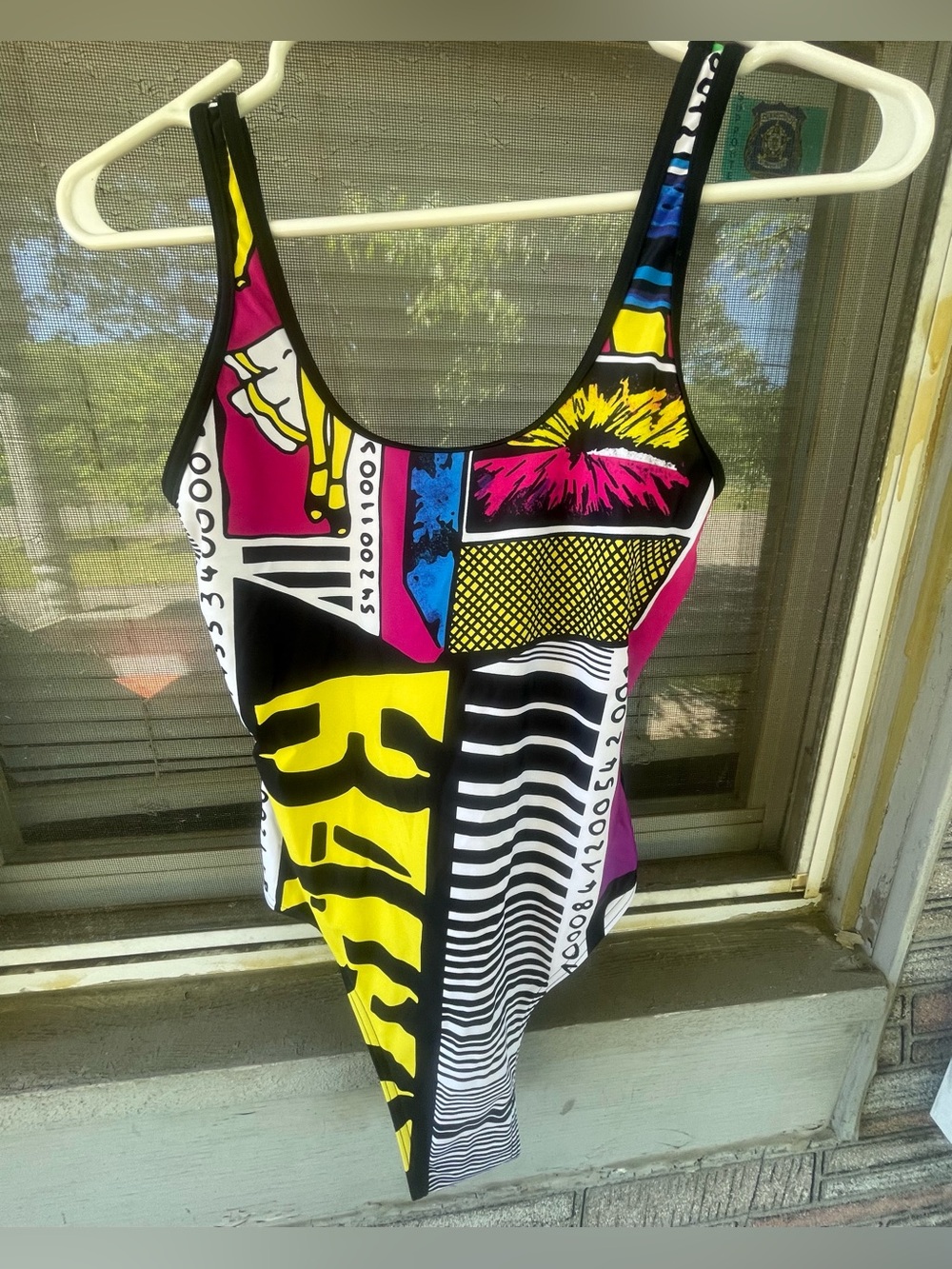Adidas Colorblock Graphic One-Piece Swimsuit Medium